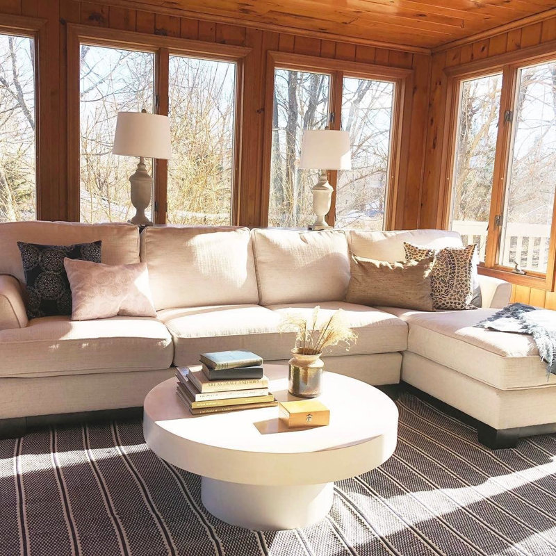 Dash and Albert Rugs Archer Flatweave Cotton Striped Area Rug in Navy